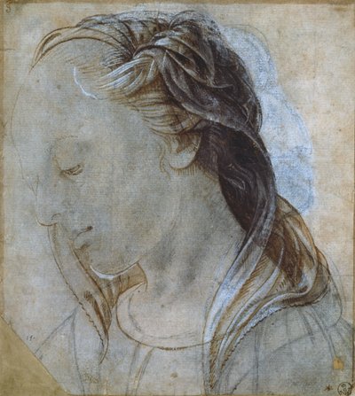 Kvinnligt huvud (ritning) av Andrea Verrocchio