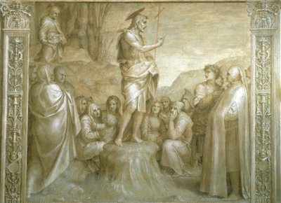 Stories of St John av Andrea del Sarto (1486-1530), fresk, detalj, Cloister of Scalzo, Florens av Andrea del Sarto