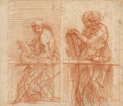 Studie av figurer bakom en balustrad (recto); Studie av figurer bakom en balustrad (verso) av Andrea del Sarto
