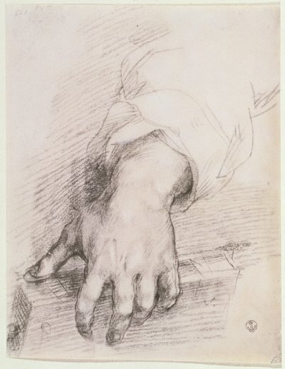 Studie av en hand för harpans madonna (krita på papper) av Andrea del Sarto