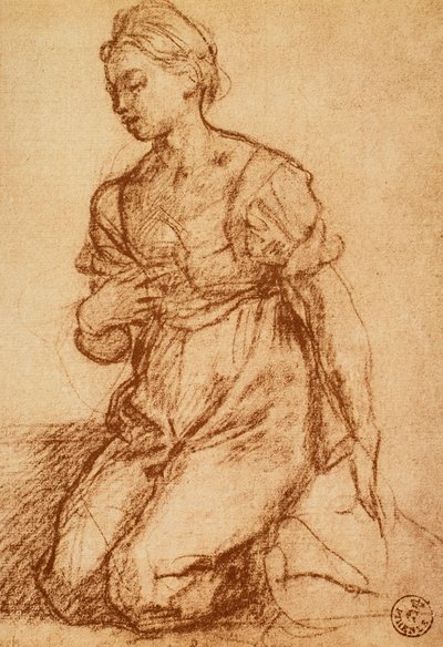 Studie av en kvinna; teckning av Andrea del Sarto. Cabinet of Drawings and Prints, Uffizi Gallery, Florens av Andrea del Sarto