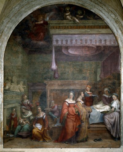 Marias födelse (Fresco av Andrea del Sarto