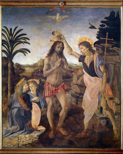 Kristi dop - olja och tempera på panel av Andrea del Verrocchio