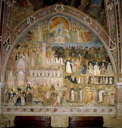 Triumf för den katolska kyrkan och den dominikanska ordningen. Spagniardernas kapell (fresko av Andrea di Bonaiuto (fl.1343 77)