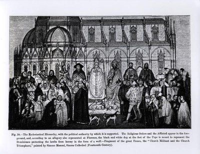 Den kyrkliga hierarkin, från, vetenskap och litteratur under medeltiden och renässansen, skriven och graverad av Paul Lacroix, 1878 av Andrea di Bonaiuto fl.1342 77 after Andrea di Bonaiuto fl.1342 77 after