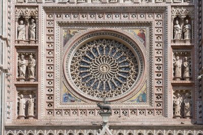 Rosfönster, Santa Maria Assunta-katedralen, Orvieto, Umbrien, Italien av Andrea di Cione Orcagna