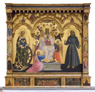 Madonna av Cintola med Saint Catherine och Francis av Andrea di Giusto Manzini
