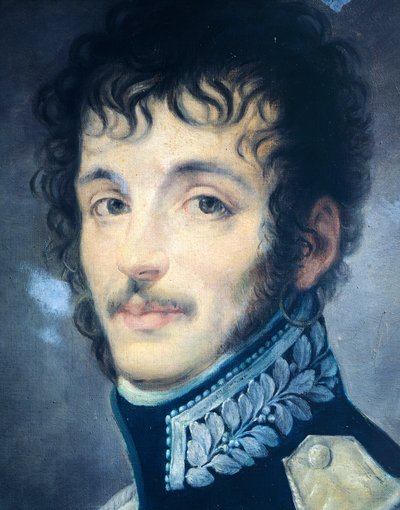 Greve Teodoro Lechi i uniformen för den italienska arméns kungliga garde, av Andrea Appiani, detalj av Andrea the Elder Appiani