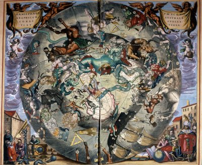 Representation av södra halvklotet av Cellarius. 1600-talsbok. av Andreas (after) Cellarius