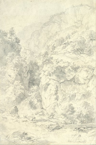 Bergigt landskap av Andreas Achenbach