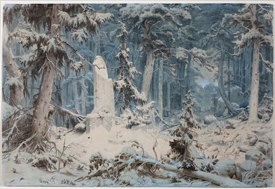 Snöig skog av Andreas Achenbach