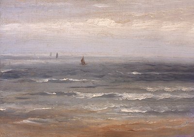 Nordsjön (olja på duk på kort) av Andreas Achenbach