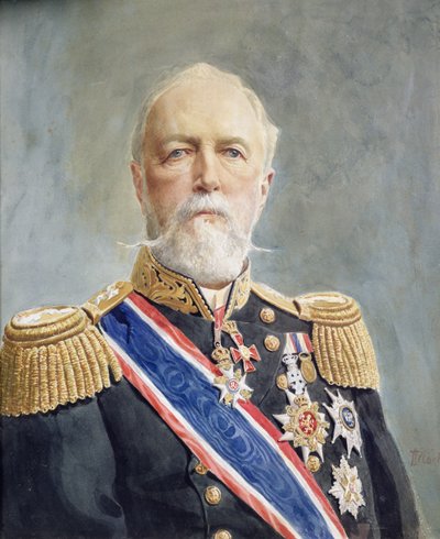 Kung Oscar II (akvarell på papper) av Andreas Bloch