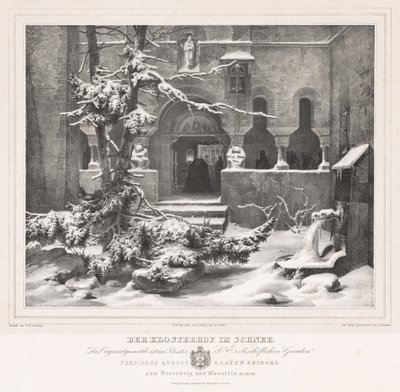 Kyrkogård med snö, ca. 1835. av Andreas Borum