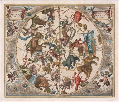 1660 års himmelskarta - Haemisphaerium Stellatum Boreale Antiquum av Andreas Cellarius