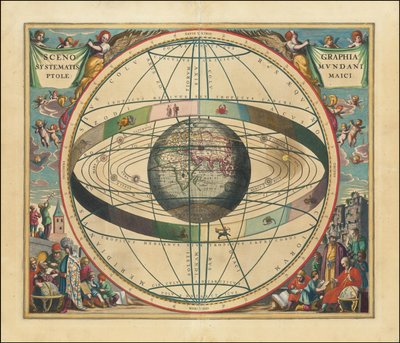 1660 års himmelskarta - Scenographia Systematis Mundani Ptolemaici av Andreas Cellarius
