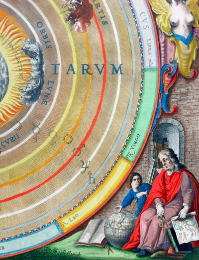 En astronom, detalj från en karta över planeterna, 1660-1661 av Andreas Cellarius