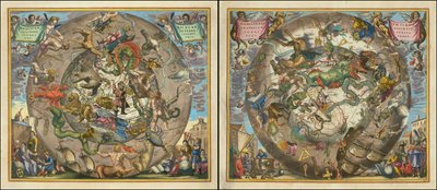 Hemisphaerii Borealis Coeli et Terrae Sphaerica Scenographia - Haemisphaerium Scenographicum Australe Coeli Stellati et Terrae av Andreas Cellarius