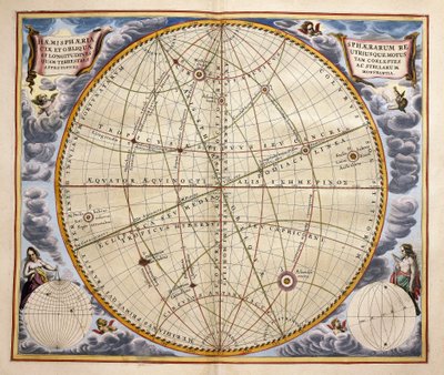 Banor av planeter och stjärnor sett från jorden, gravyr från Harmonia Macrocosmica, av Andreas Cellarius (1596-1665) av Andreas Cellarius