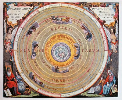 Världskarta, studie av jorden utifrån Ptolemaios teorier av Andreas Cellarius