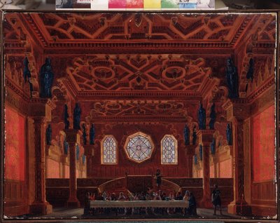 Scenografi för operan Ruslan och Lyudmila av M Glinka - Målning av Andreas Leonhard Roller (1805-1891), olja på duk av Andreas Leonhard Roller