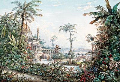 Scenografi för operan Bortförandet från Seraglio av Wolfgang Amadeus Mozart, 1842. av Andreas Leonhard Roller