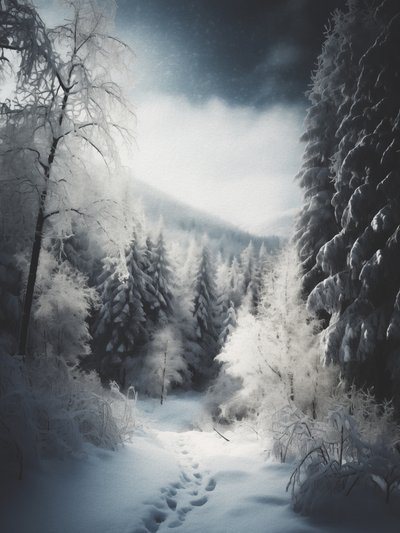 Snöig skogsstig av Andreas Magnusson