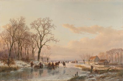En frusen kanal nära floden Maas En frusen vattenväg nära Maas av Andreas Schelfhout