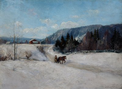 Vinterlandskap vid Skaugum backe av Andreas Singdahlsen