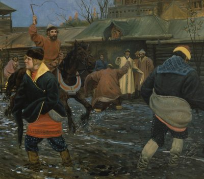 Moscow Street från 1600-talet på en allmän helgdag av Andrei Petrovich Ryabushkin