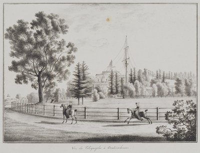 Utsikt över kälkpaviljongen och telegrafen i Oranienbaum, 1821-1822 av Andrei Yefimovich Martynov