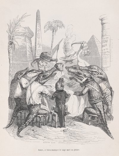 Vänner, den vise lägger sin ära i att äta gott från Scener från Privaten ..., ca. 1837-47. av Andrew Best Leloir