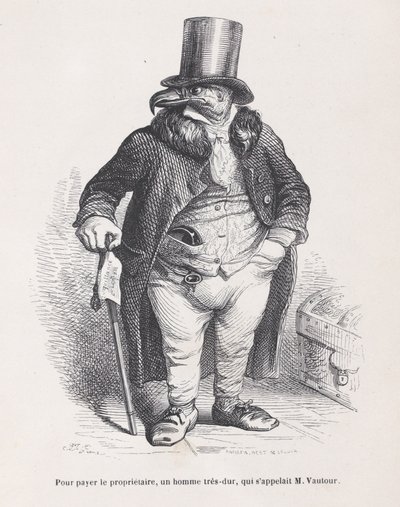 Att betala hyresvärden, en mycket hård man, som hette M. Vautour från Scener från t..., ca. 1837-47. av Andrew Best Leloir