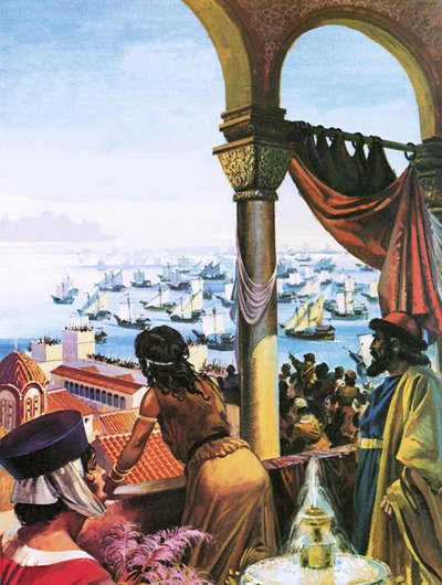 Fjärde korstågets flotta anländer till Konstantinopel 1203 av Andrew Howat