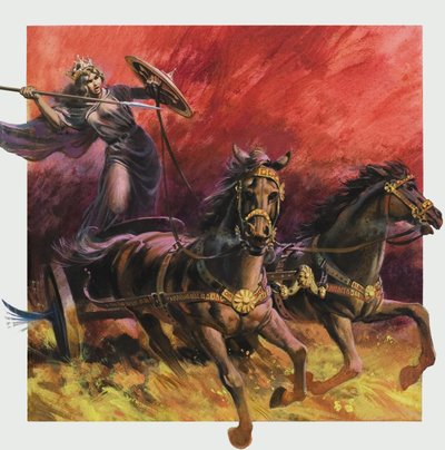 Drottning Boadicea (d.ca 60 e.Kr.) (gouache på papper) av Andrew Howat