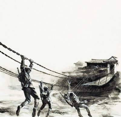 Slaget vid Luding Bridge (gouache på papper) av Andrew Howat