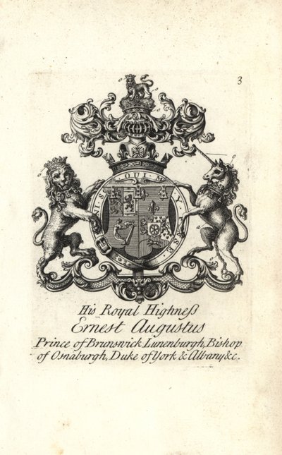Vapen och vapen av HKH Ernest Augustus, prins av Brunswick Luneburg, biskop av Osnaburgh, hertig av York och Albany av Andrew Johnston