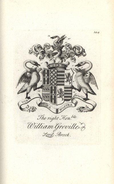 Vapensköld och vapen av höger ärade William Greville, 7:e Baron Brooke av Andrew Johnston
