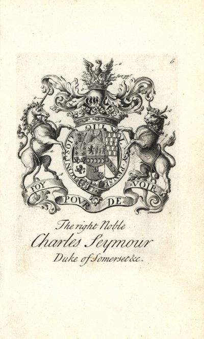 Vapensköld och vapen av den högra adelsmannen Charles Seymour, 6:e hertigen av Somerset av Andrew Johnston