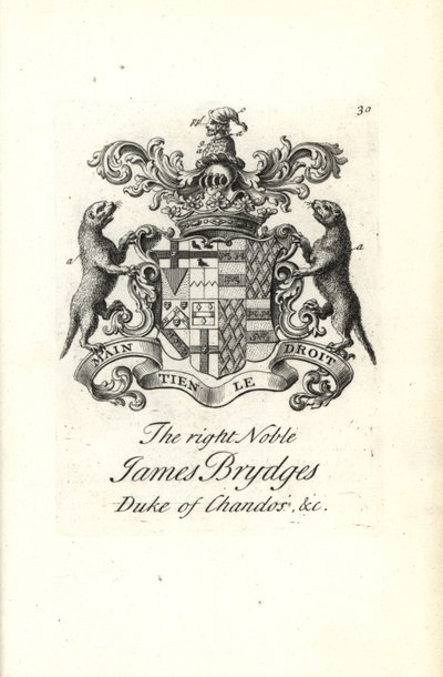 Vapen och vapen av den högra adelige James Brydges, hertig av Chandos av Andrew Johnston