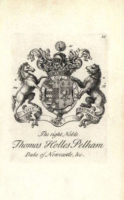 Vapen och vapen av den högra adelsmannen Thomas Holles Pelham av Andrew Johnston