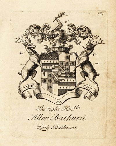Vapensköld av den högra ärade Allen Bathurst, Lord Bathurst av Andrew Johnston