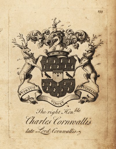 Vapensköld av den högra ärade Charles Cornwallis, Lord Cornwallis, 4:e baron Cornwallis av Andrew Johnston