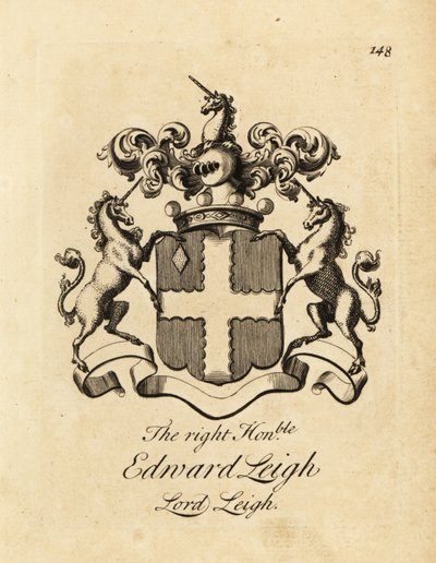 Vapensköld av högern Edward Leigh, Lord Leigh, 3:e baron Leigh av Andrew Johnston