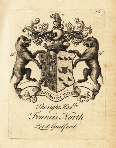 Vapensköld av den högra ärade Francis North, Lord Guilford, 2nd Baron Guilford av Andrew Johnston
