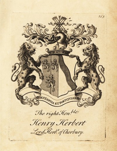 Vapensköld av högern ärade Henry Herbert, Lord Herbert av Cherbury, Baron Herbert av Cherbury (eller Chirbury) av Andrew Johnston