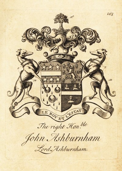 Vapensköld av högern ärade John Ashburnham, Lord Ashburnham av Andrew Johnston