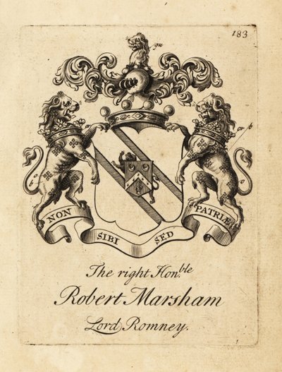 Vapensköld av högern ärade Robert Marsham, Lord Romney av Andrew Johnston