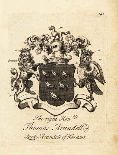 Vapensköld av högern ärade Thomas Arundell, Lord Arundell av Wardour, 7:e baron Arundell av Wardour av Andrew Johnston