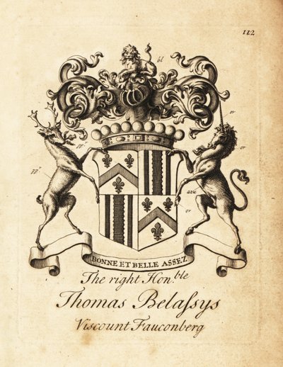 Vapensköld av högern Thomas Belasyse, Earl Fauconberg eller Thomas Belassys, Viscount Fauconberg (1699-1774) av Andrew Johnston